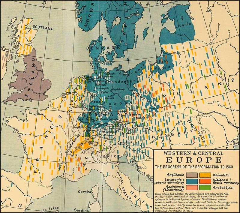 Rozwój Reformacji w Europie 1560 r,