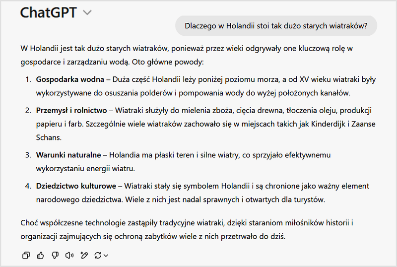 Przykład pytania do AI