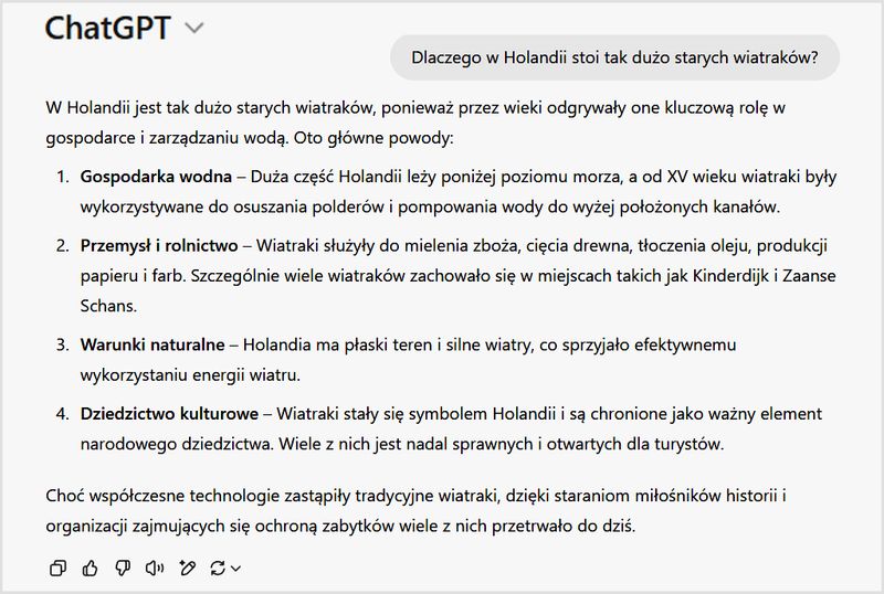 Przykład pytania do AI