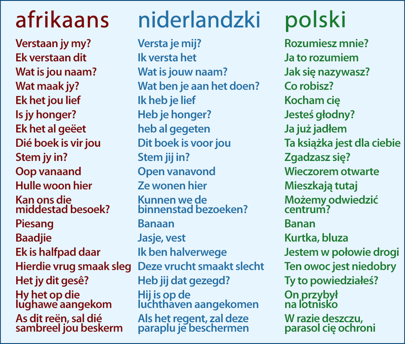 Język afrikaans, afrykanerski RPA