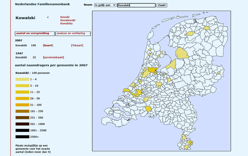 baza danych nazwisk w Holandii