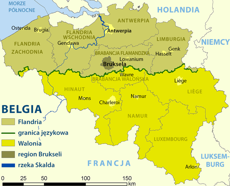 Mapa regionów Belgia