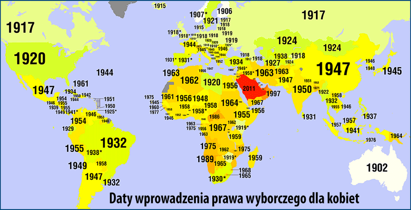 prawo wyborcze dla kobiet w świecie