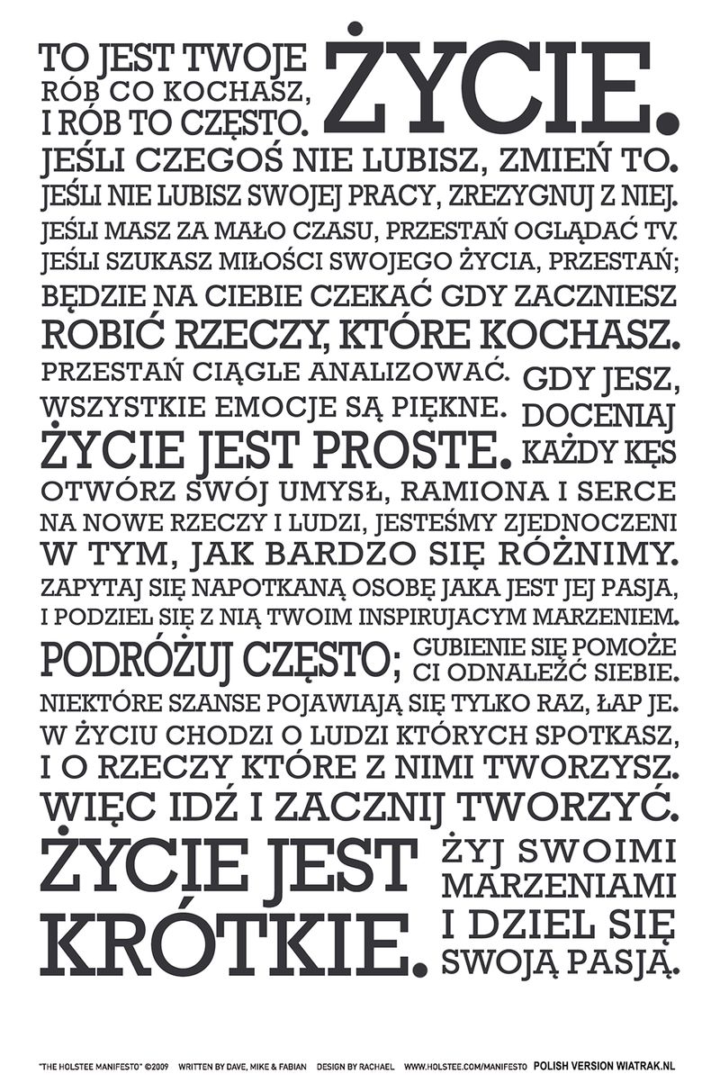 Manifest Holstee po polsku
