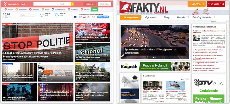 ranking polskich stron internetowych w Holandii