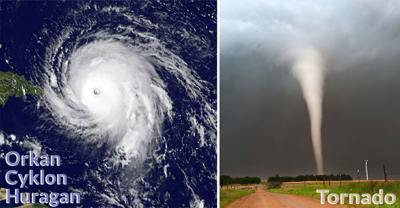 Różnica między huraganem a tornado