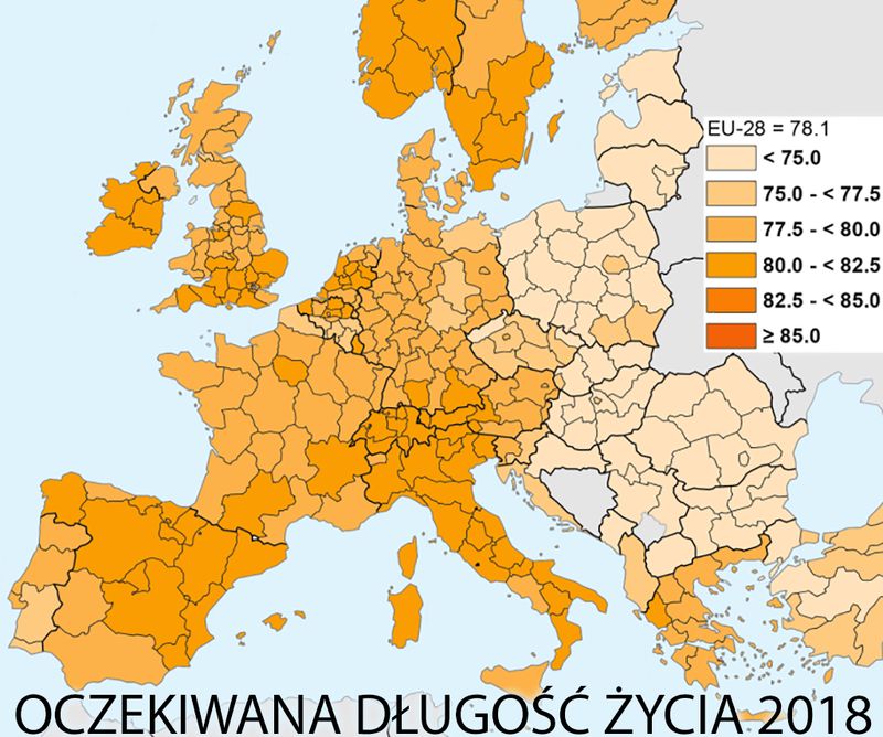 Oczekiwana długość życia Holendra 2018