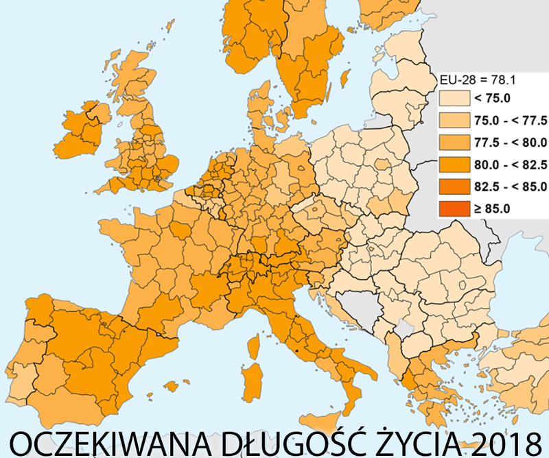 Oczekiwana długość życia Holendra 2018