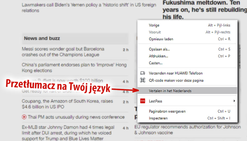 Chrome - tłumacz stron obcojęzycznych