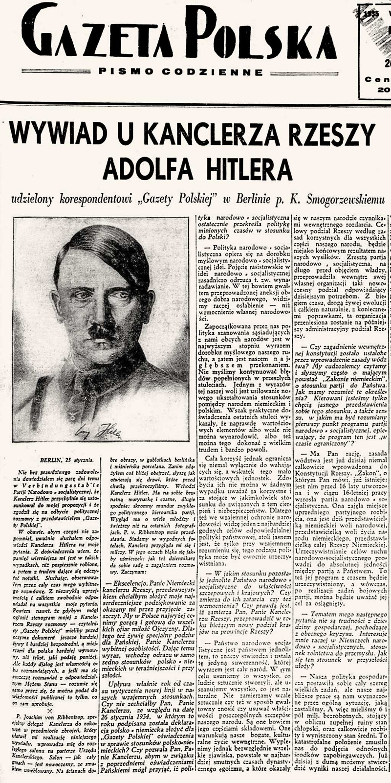 Fragment wywiadu z Hitlerem z 1935 r. 