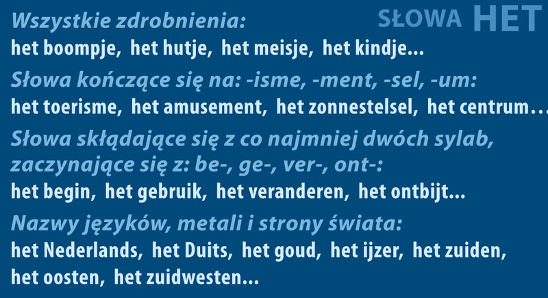 zasady rodzajnika HET w języku holenderskim