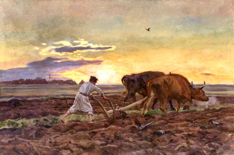 Orka wołami, Obraz Józefa Chełmońskiego