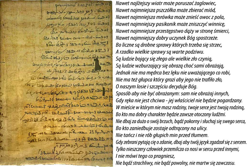 Zwój papirusu z aktualną treścią.