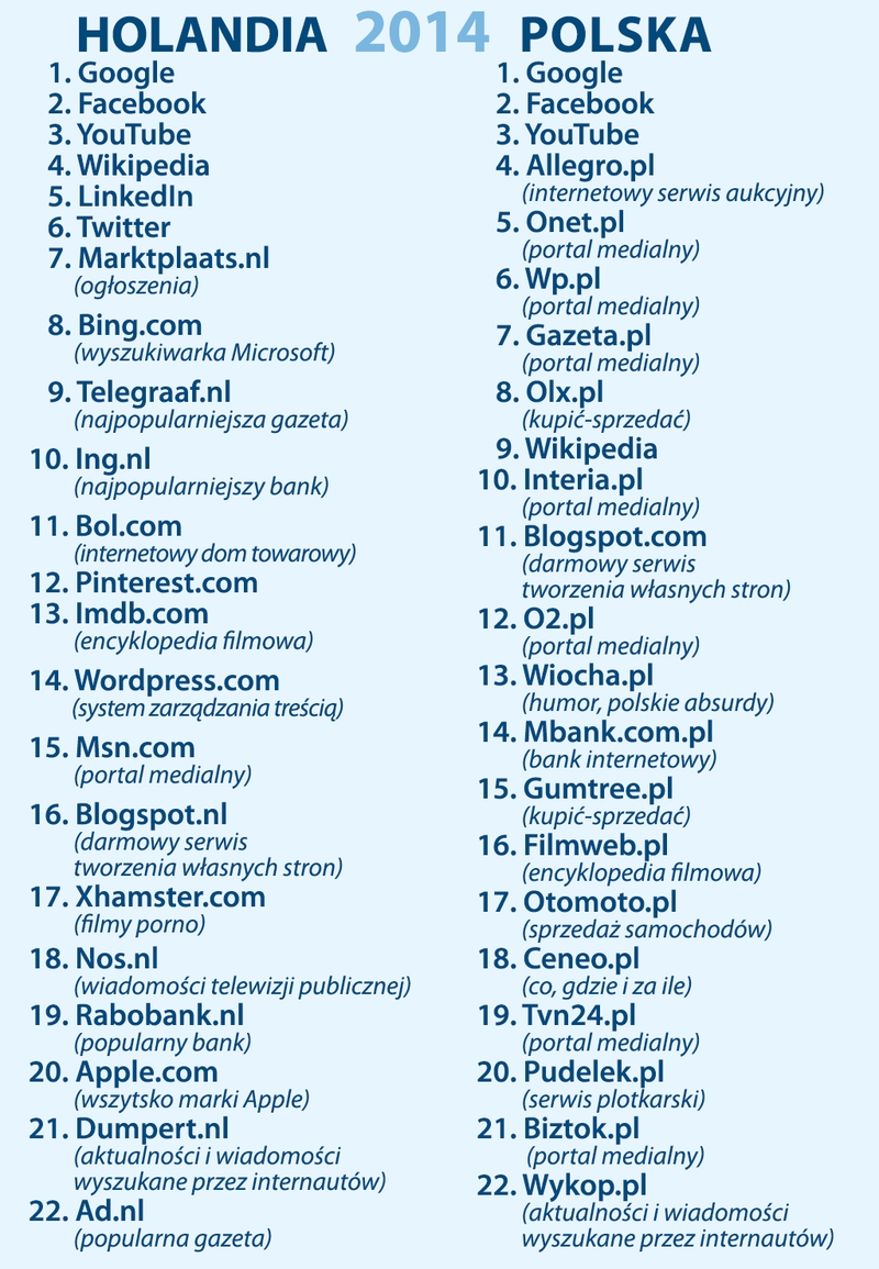 Ranking popularności stron internetowych 2014
