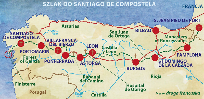 Droga do Santiago, mapa